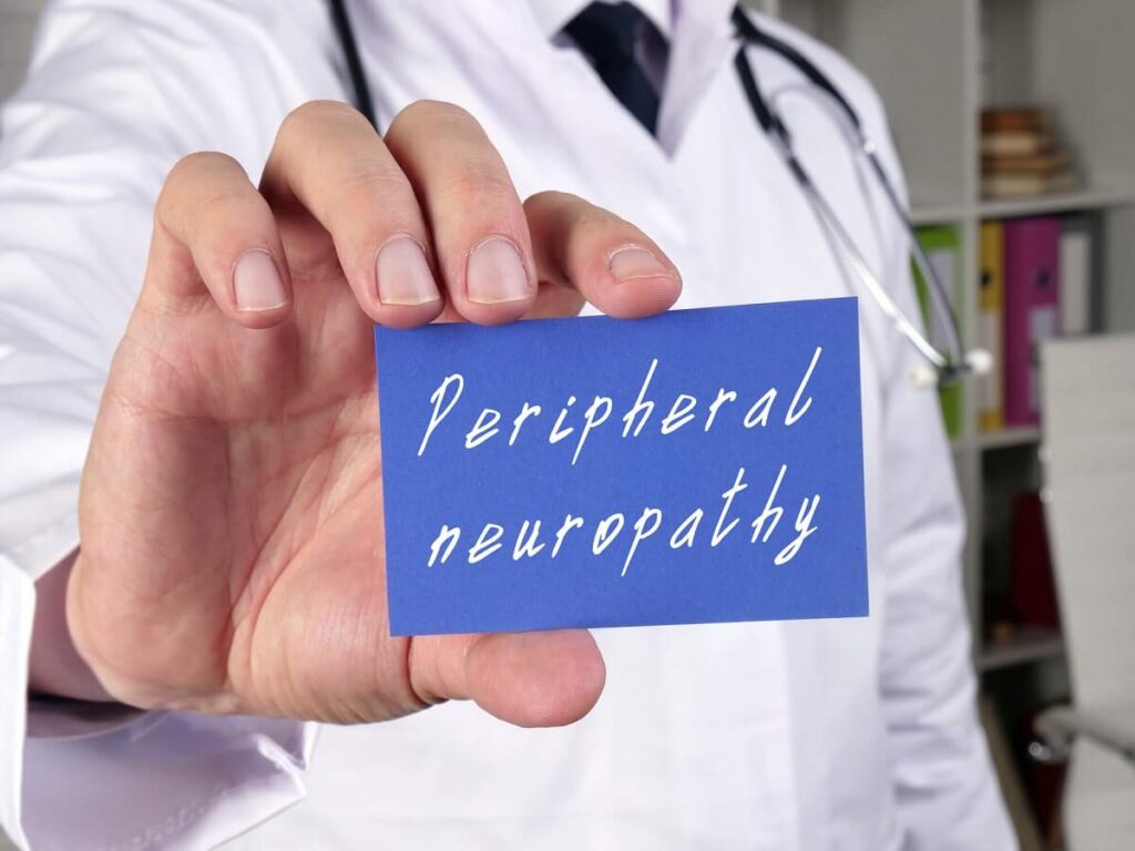 Peripheral neuropathy is a nerve disease that causes burning and pain in the feet, legs, hands, and arms as a result of damaged nerves.