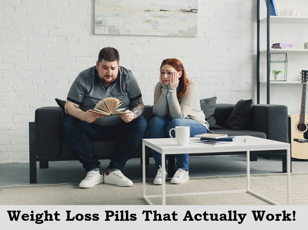 “An obese couple before using appetite suppressants, fat burners, or weight loss supplement”